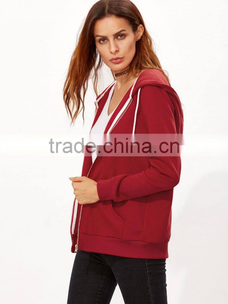 Factory Wholesale Last Design Blank Comfortable Full Zip Women's Hoodies