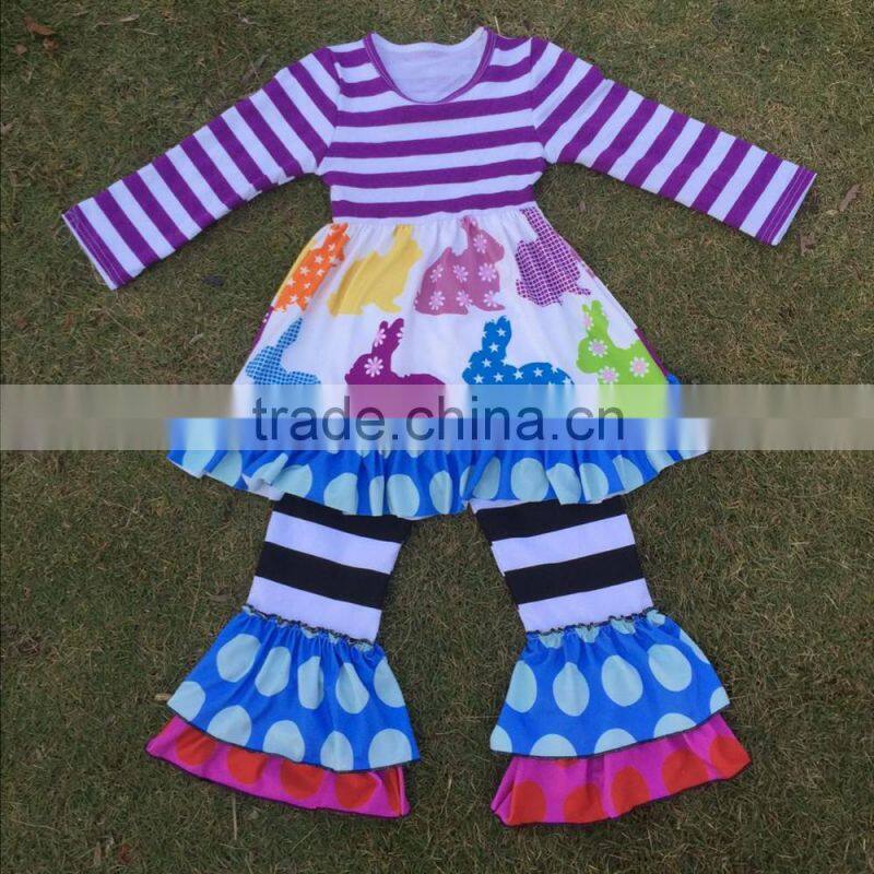wholesale children's boutique cloth rabbit pattern design easter baby clothes