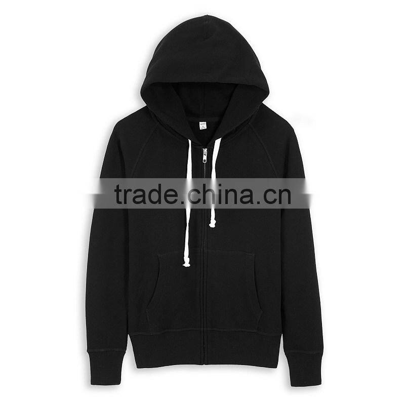 light jersey cotton fashion zip up blank hoodie sweatshirt