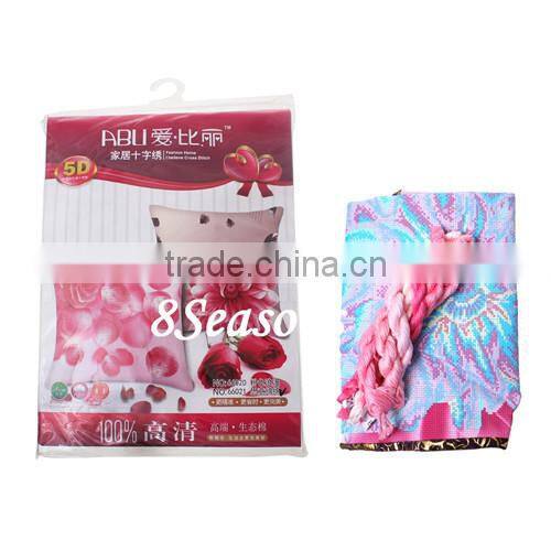 Top Quality Flower Pattern Cotton Embroidery Needlework DIY Cross Stitch Square Throw Pillow
