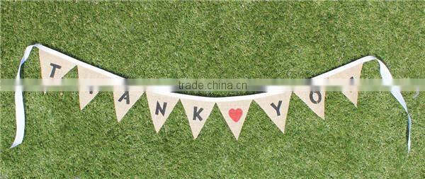 shabby vintage rustic style THANK YOU banner, cute hessian wedding bunting banner