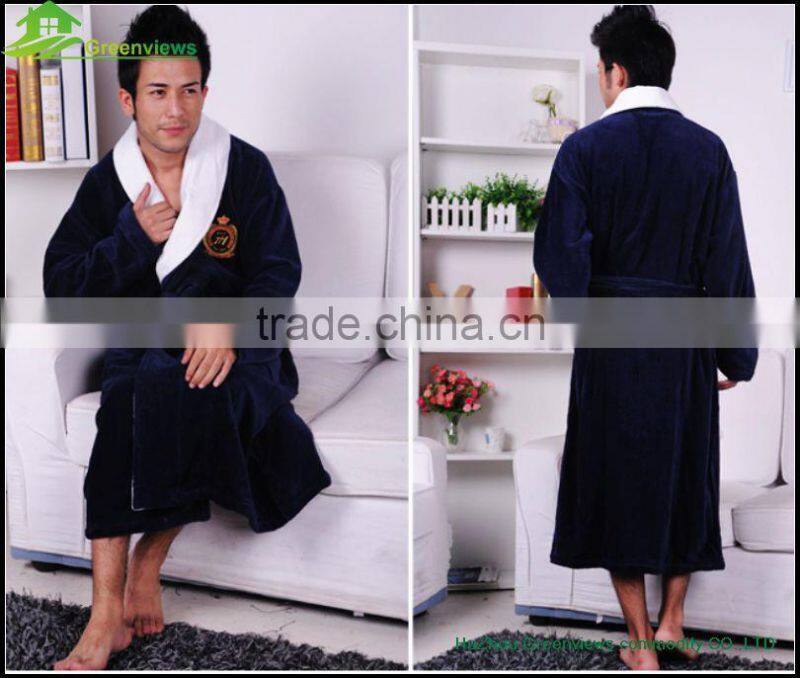 Cotton robes Boy shawl collar bathing robes Embroidered cotton quick drying bathrobe egyptian cotton bath robes