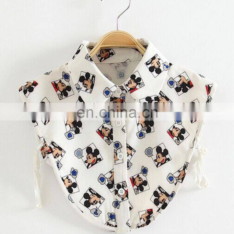 Fashion women button placket chiffon crop top with collar