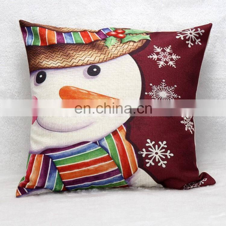 Christmas Snowman NewYear Deer Linen Office Sofa Pillows Cushhion Cover