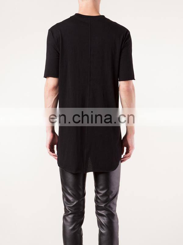 Cheap Plain Black T-shirts, New Style Men Plain Long Length T-shirts