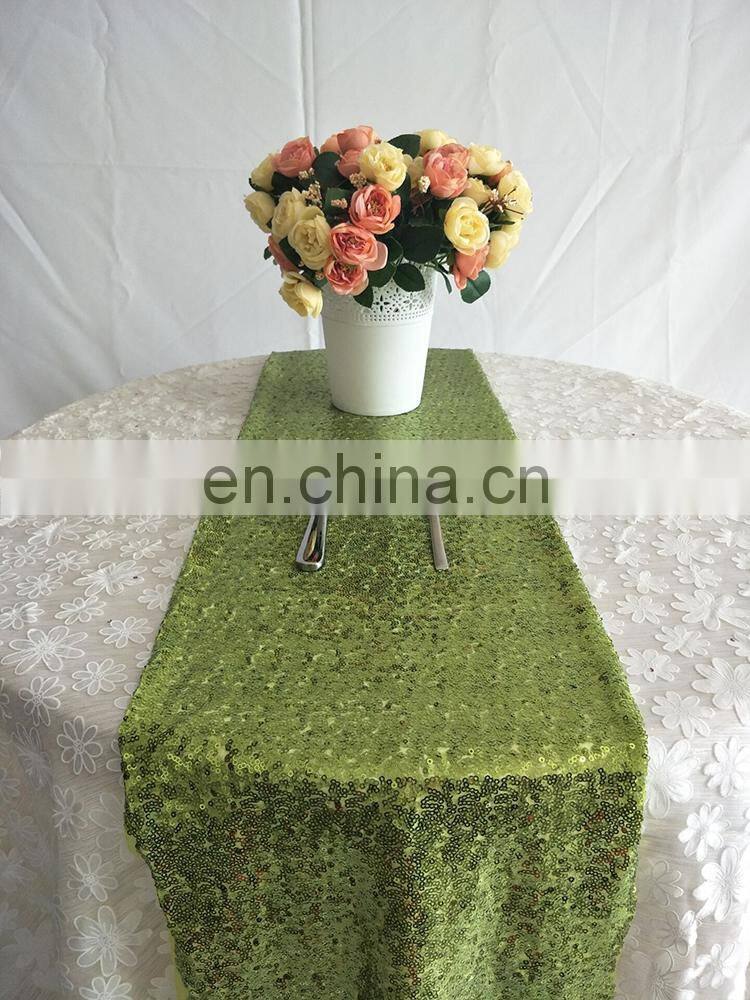 Glitter Sequins Fancy Wedding Green Table Runner