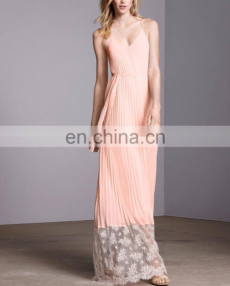CHEFON Lace inset elegant chiffon evening dresses long women