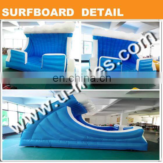 Interchange fiberglass material surfboard for mechanical ride
