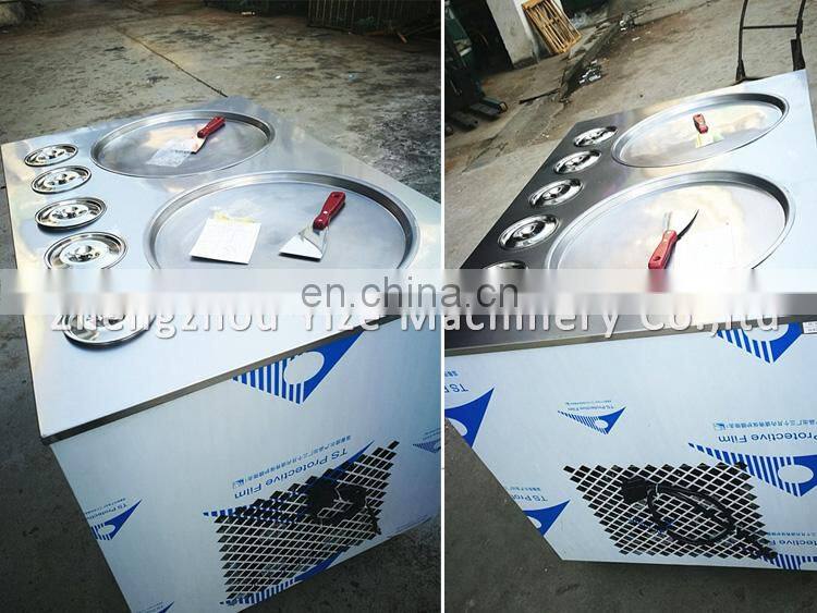 Thailand style freezing rolled fried ice cream machine with best compressor