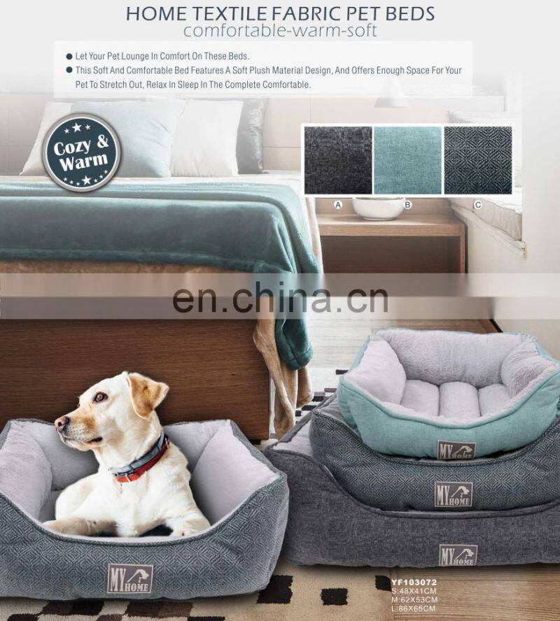 wholesales fuzzy soft warm cozy crown textile fabric dog bed pet bed