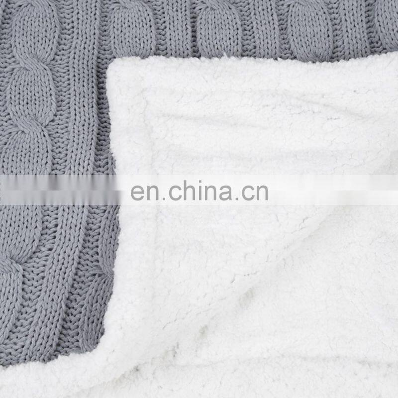 Soft Sofa Decorative Cable Chenille Knit Throw Blanket
