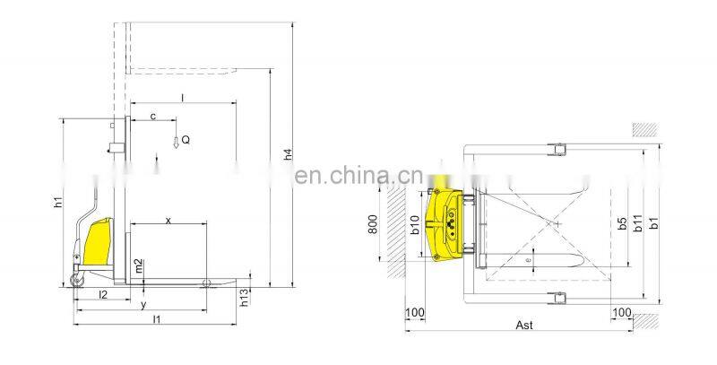 Semi-electric Stacker,WalkingStacker,1000kgs Stacker Used In Small Warehouse Hydraulic Forklit Stacker