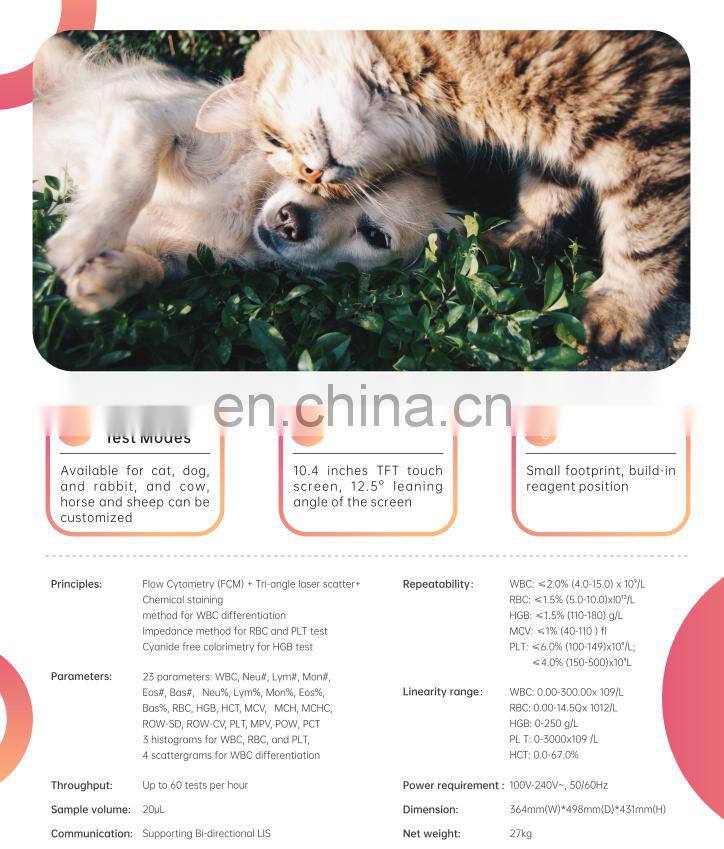 Hot Sale Medical Equipment Fully Automated Haematology Analyzer Biochemical Analysis System 10.4 Inches TFT Touch Screen Seamaty