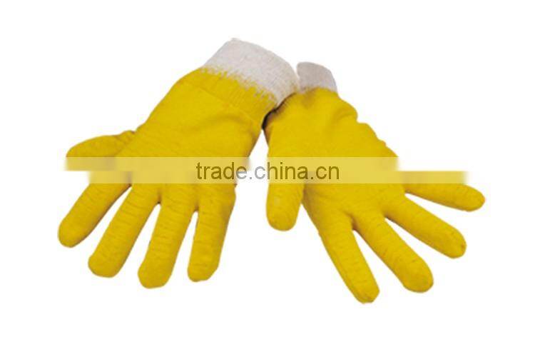 yellow chemical pvc resistant latex gloves,nitrile gloves LG060
