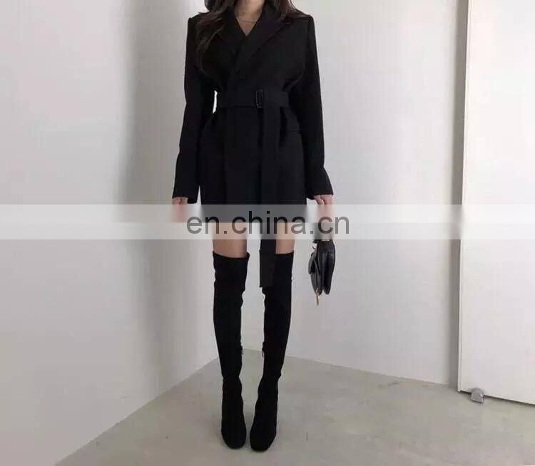 Wholesale custom retro office worker casual suit office clothing beige lady blouse lady blazer and jacket