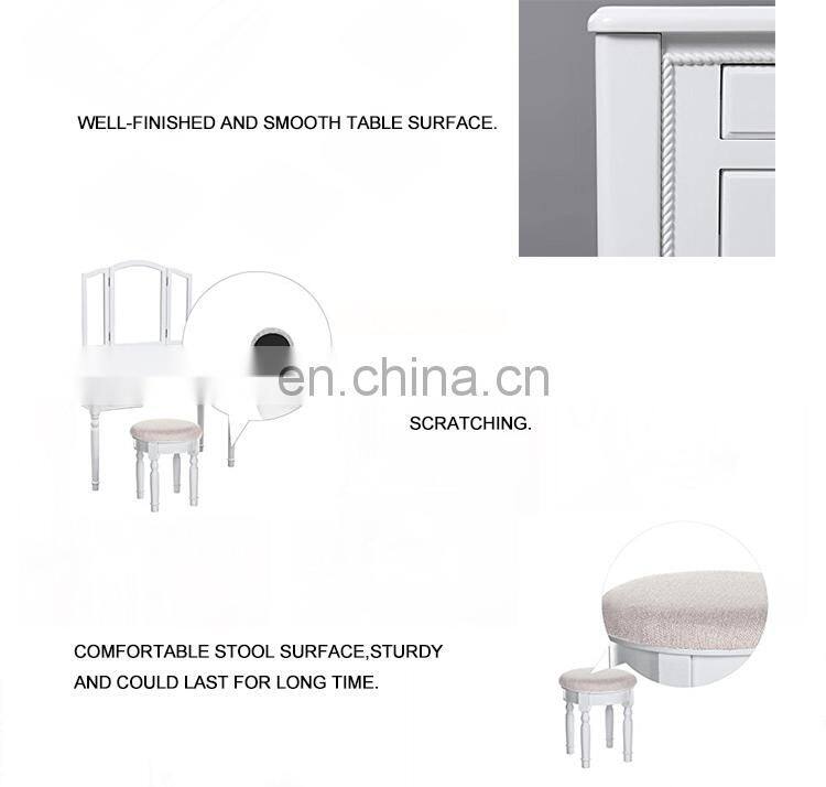 Wood Makeup Vanity Table Luxury Bedroom Furniture Dressers White Wooden Dressing Table