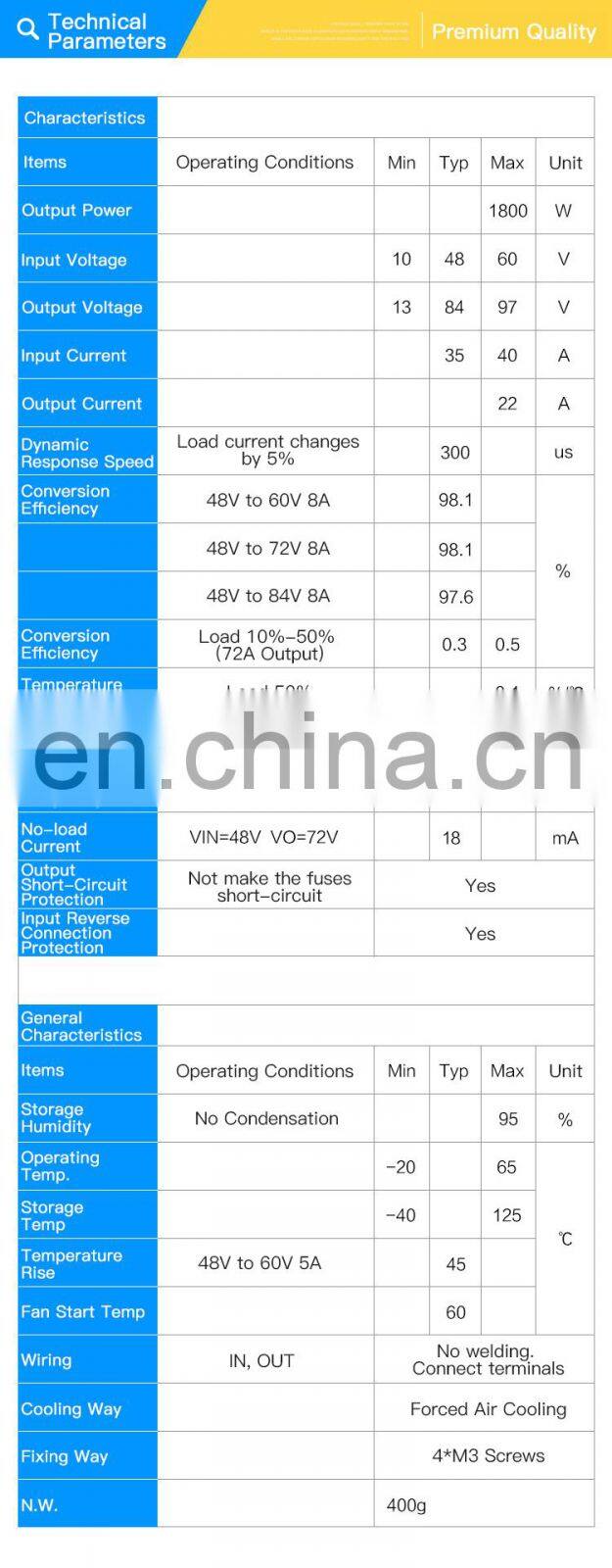 12V 24V 48V to 48V 60V 72V 1500W 30A Boost DC-DC Converter Power Supply Step-Up Module