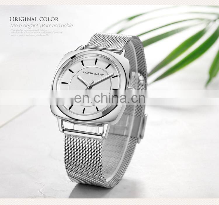 HANNAH MARTIN 106 Luxury Ladies Watches Stainless Steel Mesh Strap Japan Quartz Movement Women Wrist Watch