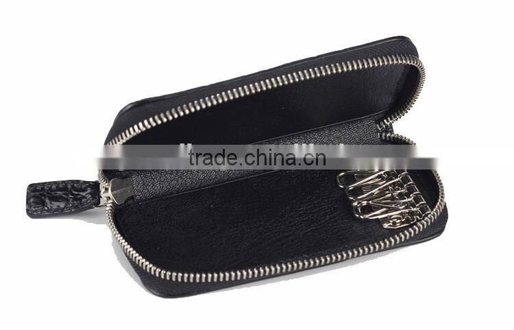 luxury crocodile skin and sheep leather compact key case car key holder organizer bag