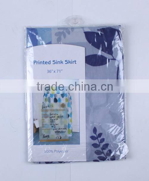 HOT SALE 100% POLYESTER PINTED SINK SKIRT/BATHROOM FABRIC SINK SKIRT