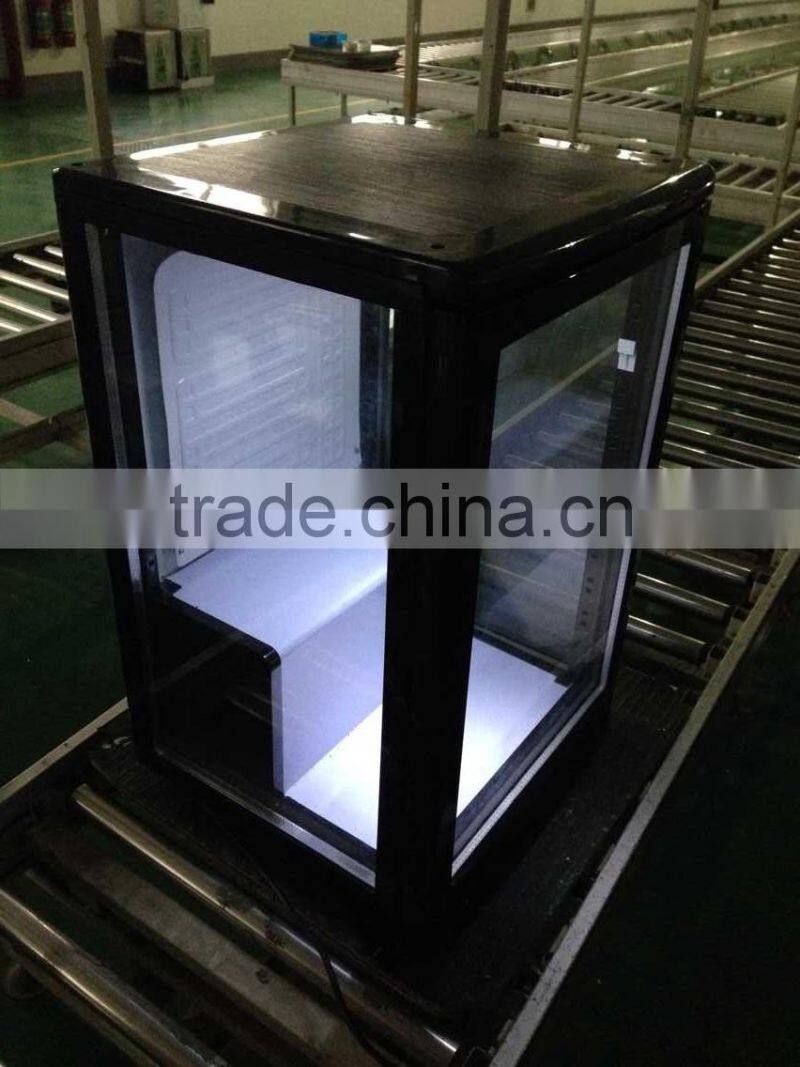 68litre four sides display cooler for drinks in bar use