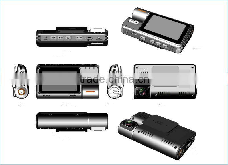 Newest car camera 3inch TFT 1080p GPS G-sensor 2CH support multi-function with H.264 compression car blackbox