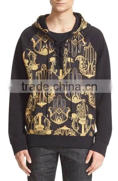 Custom Raglan Sleeve Graphic Print Neoprene Mens Hoodies