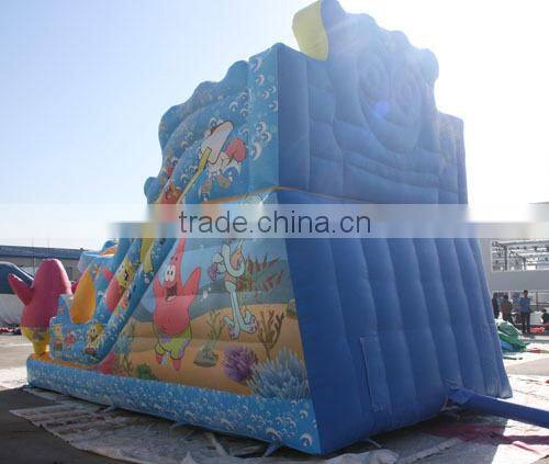 Hot sale inflatable play structure sponge bob beautiful slide