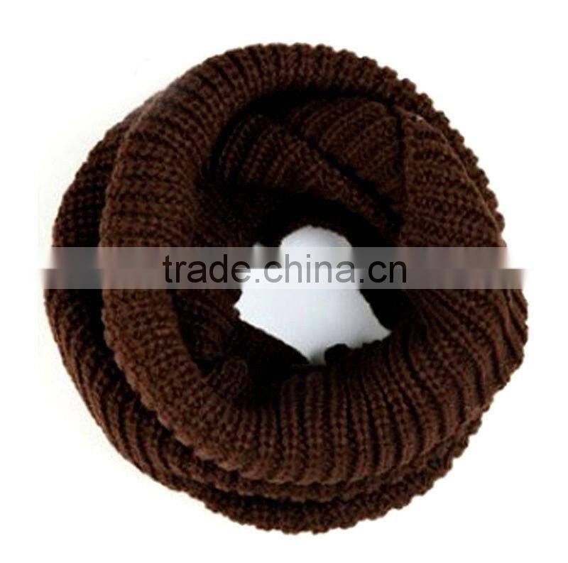 Hot Selling Fashion Women Plain Circle Loop Wool Knitted Scarf