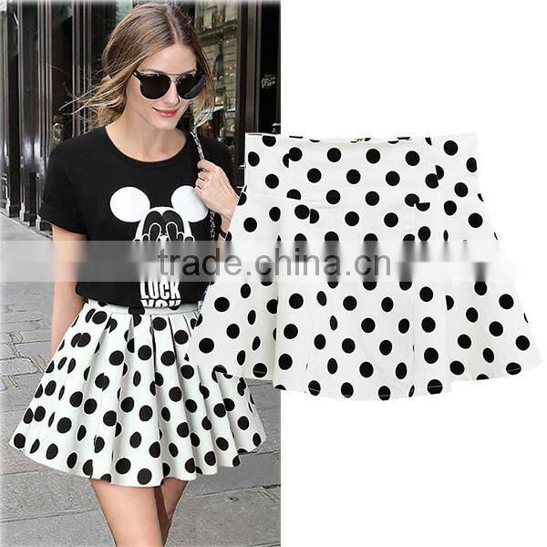 European Style Big Black Spot White Short Skirt Models