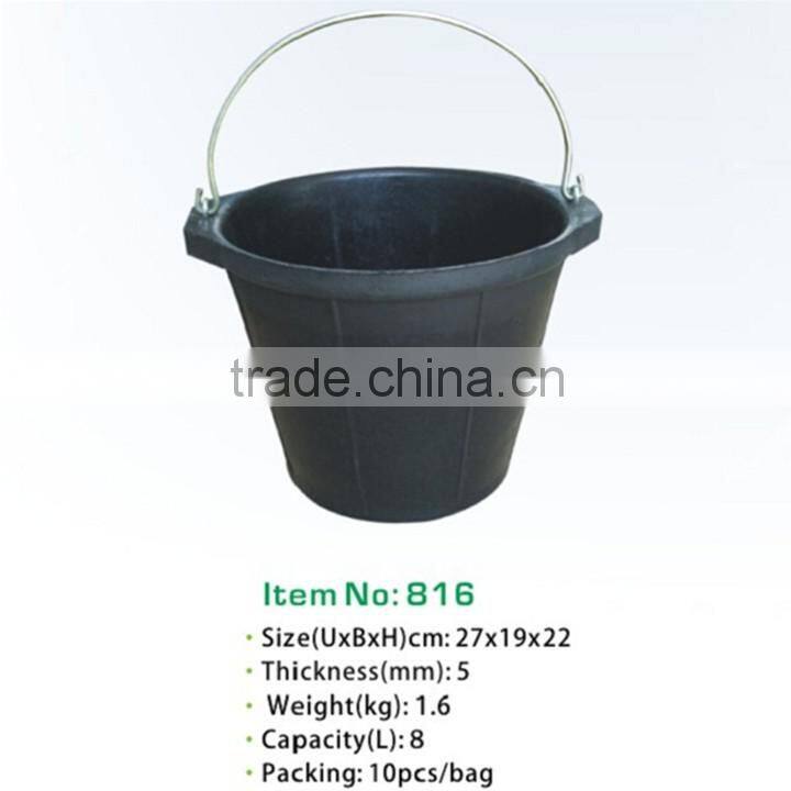 recycled rubber bucket,flexible rubber pail with steel handle