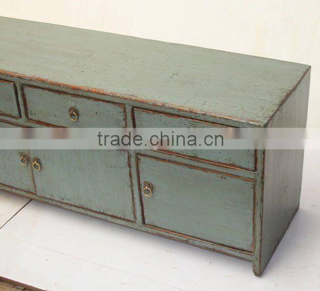 chinese antique living room blue cabinet with four door four drawer