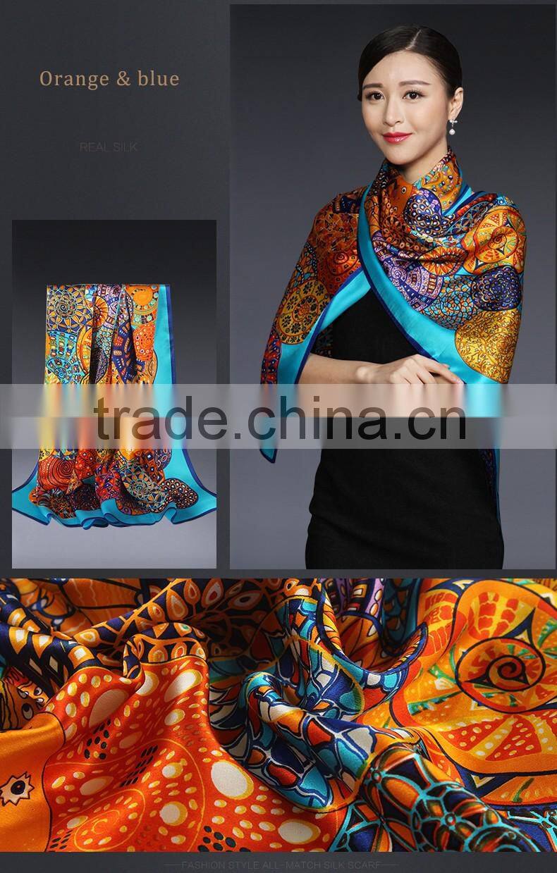 Manufacturer wholesale 100% Silk hijab scarf Euro Style digital printing silk scarves girls party dresses