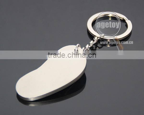 3D Three-dimensional Mini Slipper Shaped Zinc Alloy Silver Plated Blank Metal Slipper Keychain