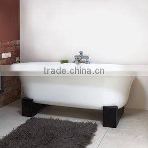 classic dual shower soaking cast iron bath tub with wooden cradle