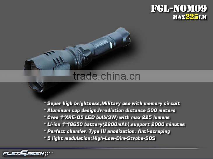 rechargeable 18650 hard anodation police led flashlights