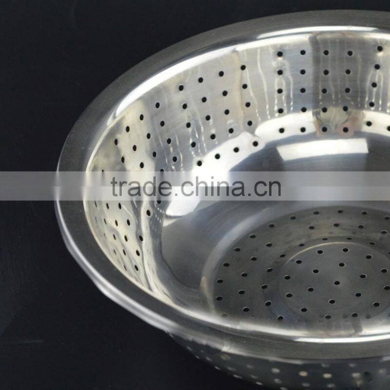 Hot selling kitchenware pure color multifunctional Stainless steel strainer Bowl