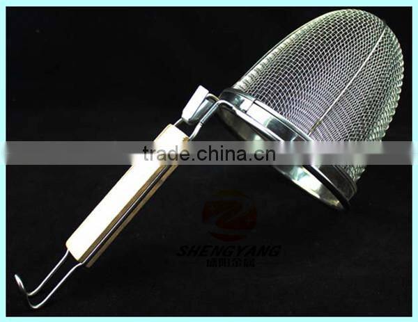 China round table craft food skimmers kitchen pot skimmers with handles stainless steel double mesh wok skimmers