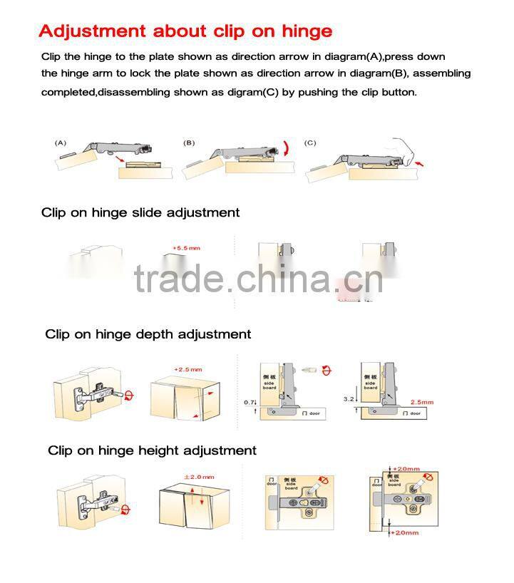 jieyang hydraulic soft close hinge for cabinet with 98 degree open