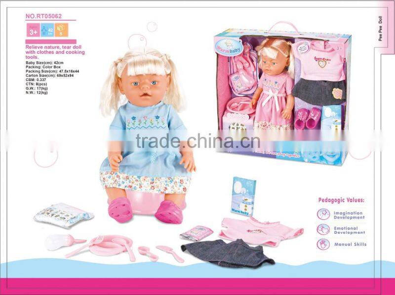 16inch baby doll with cooking tools and clothes warm baby for 3 years children
