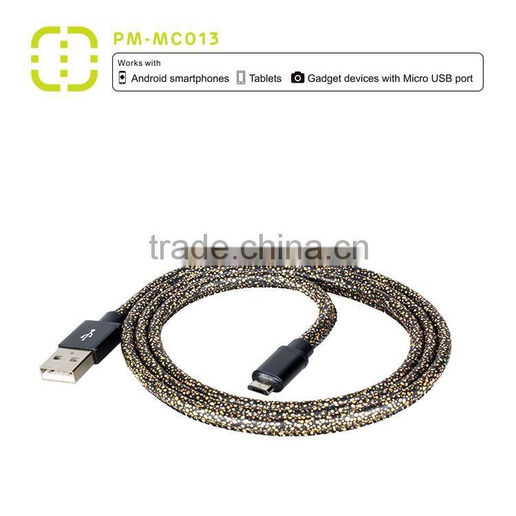 Walnut micro leather cable for samsung/smart phone/Android Phone