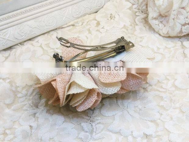 Blush Burlap Flower Hair Clip,Burlap Flower Hair Accessories