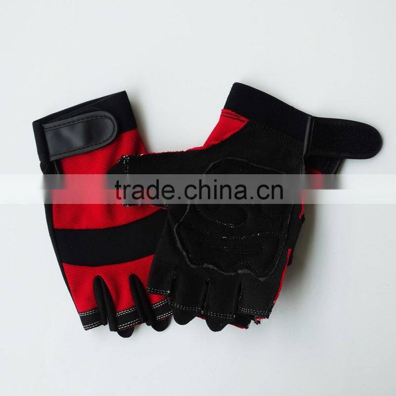 China competive price red fingerless sports bicycle gloves