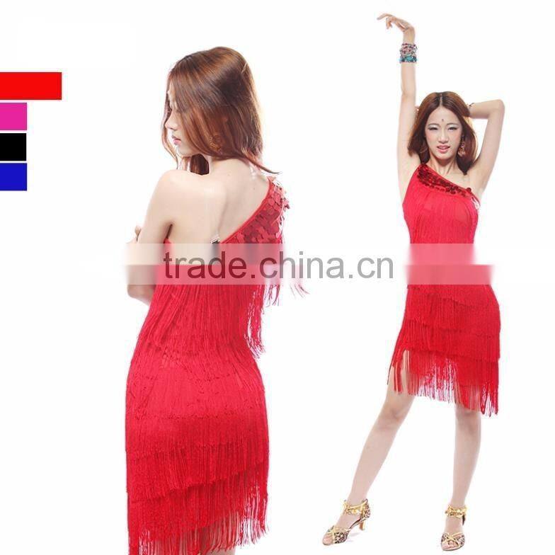 2016 High quality women new multi-layer tassel Latin dance dress cheap latin dance skirt for sale