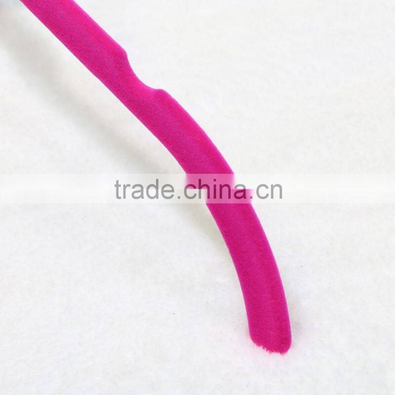 Non-slip purple velvet hanger /plastic clothes hanger covered velvet
