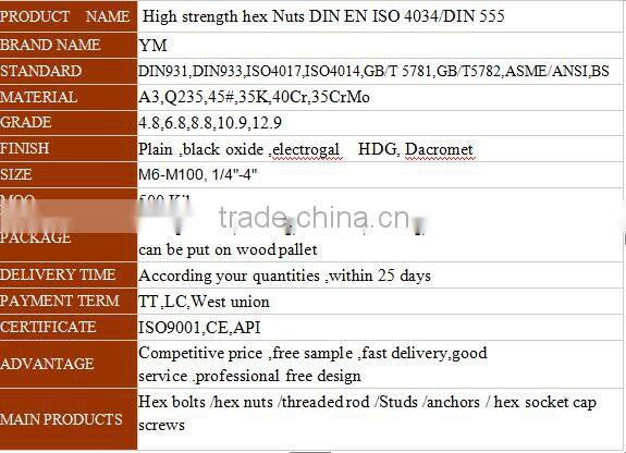 fasteners hex Nuts and bolt DIN 555