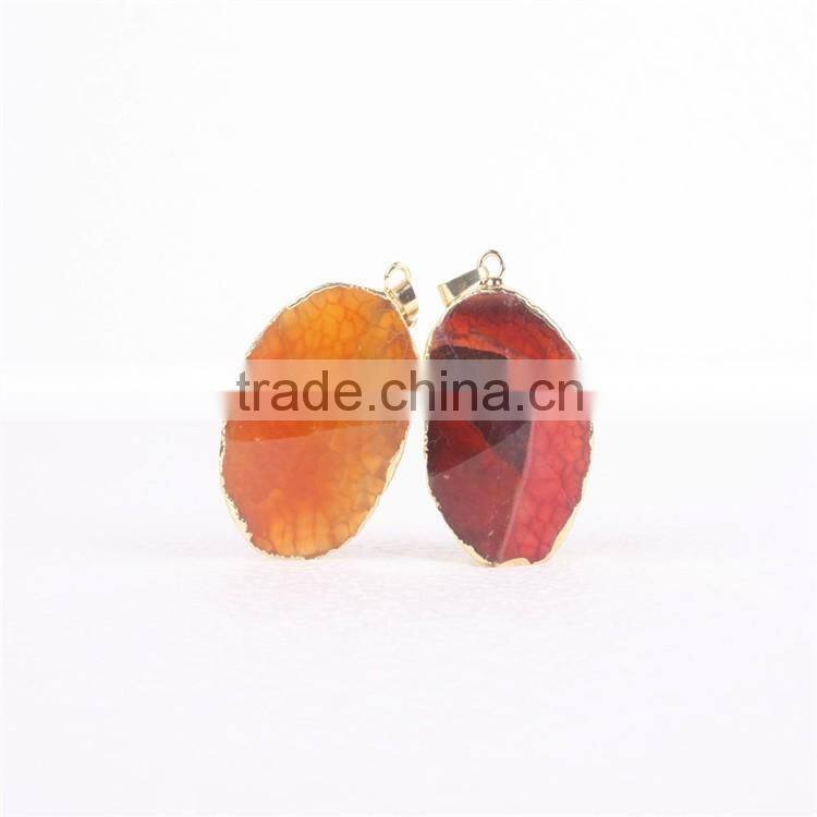 Golden Electroformed Edge Dyed Colors owl Drusy Agate Druzy Pendant Bead necklace--OEM welcome