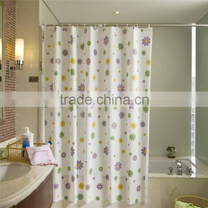 Flower design shower curtains polyester waterproof shower curtain