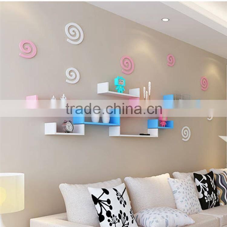 U shape MDF floating wall shelf,wooden wall shelf mdf cube shelf for livingroom