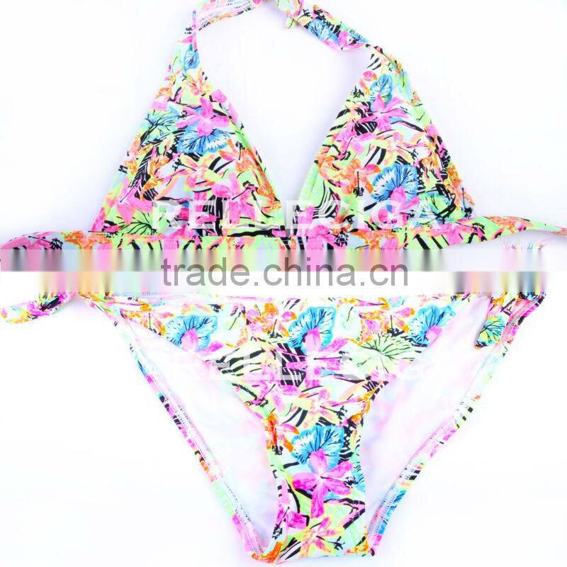 RELLECIGA Swimwear Bikini - High Contrast Jungle Print Triangle Top and Bottom